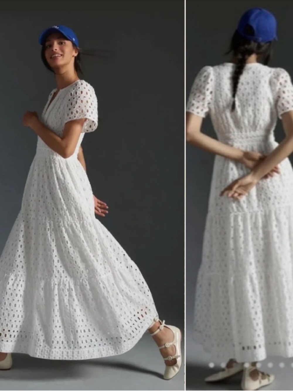 Anthropologie The Somerset Short Sleeve Maxi Dress White Eyelet Edition Size XL - Picture 7 of 16